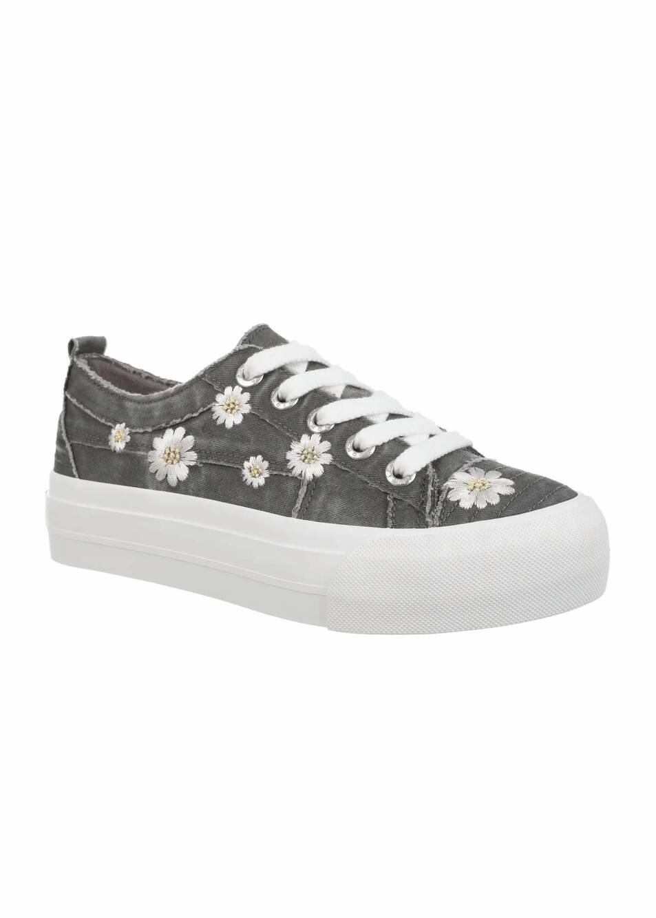 NEW BLOWFISH women's sadie sun daisy sneaker in charcoal